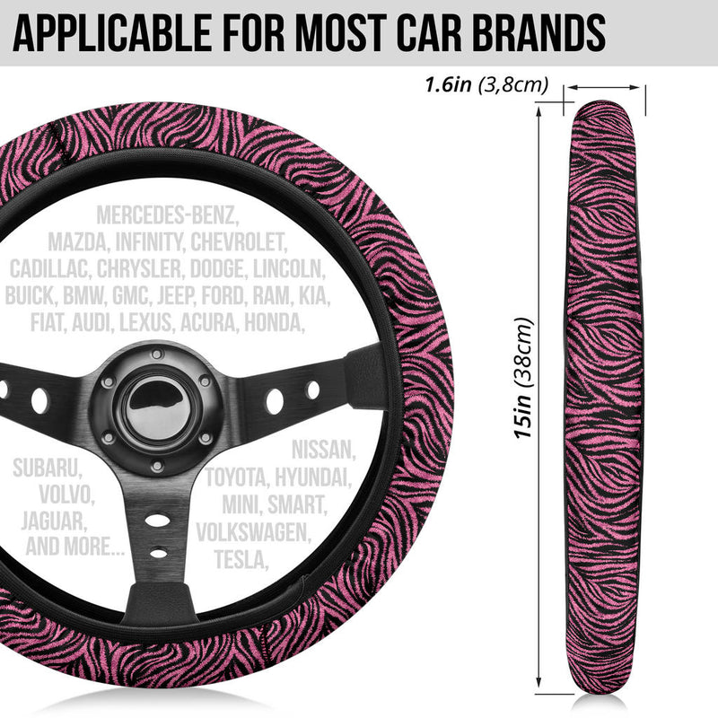 Zebra Pink Premium Car Steering Wheel Cover Nearkii