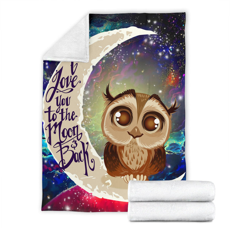 Cute Owl Love You To The Moon Galaxy Premium Blanket Nearkii