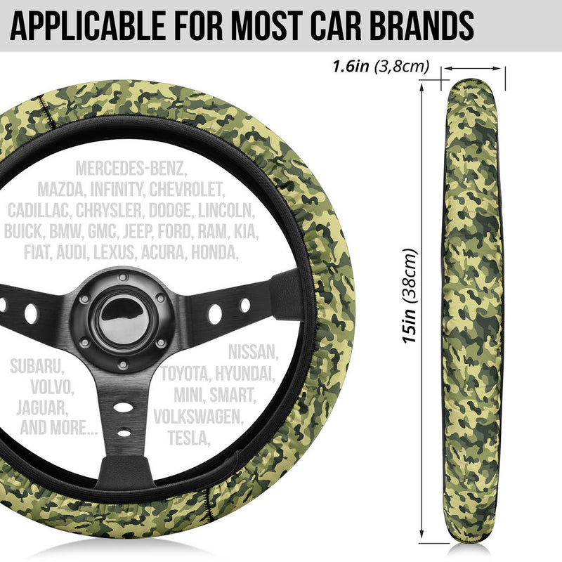 Camouflage Military US Army Green Premium Car Steering Wheel Cover Nearkii