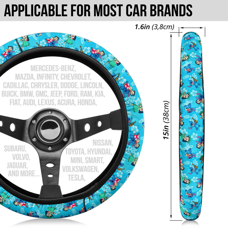 Lilo And Stitch Dance Aloha Premium Car Steering Wheel Cover Nearkii