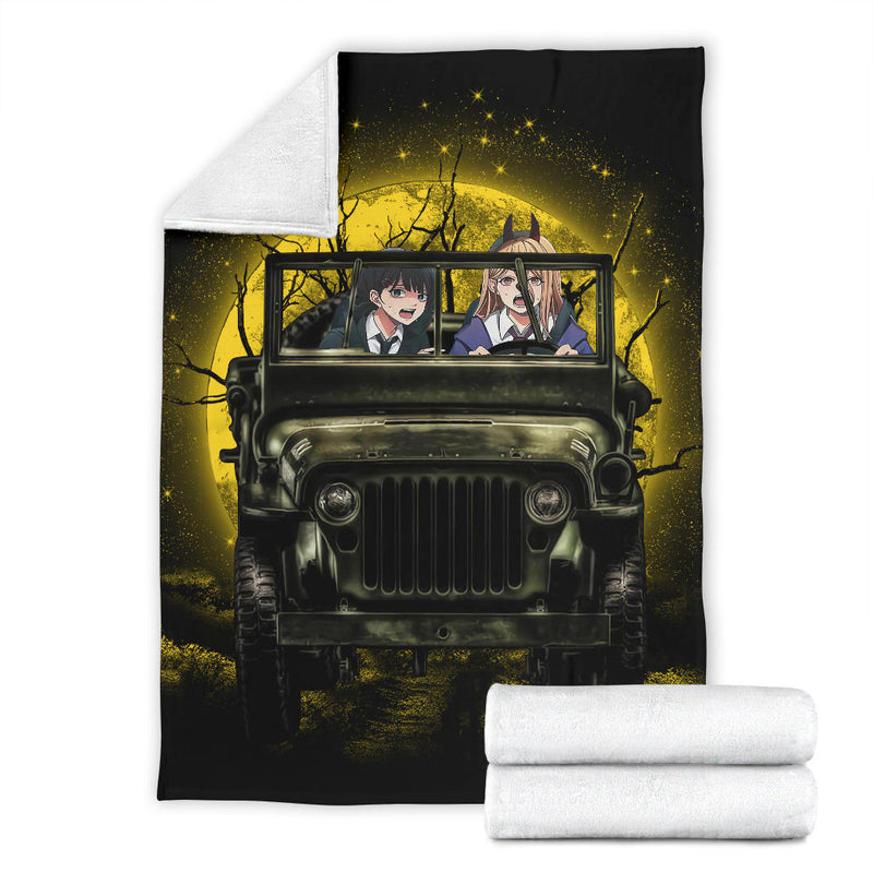 Chainsaw Man Anime Funny Halloween Moonlight Premium Blanket Nearkii