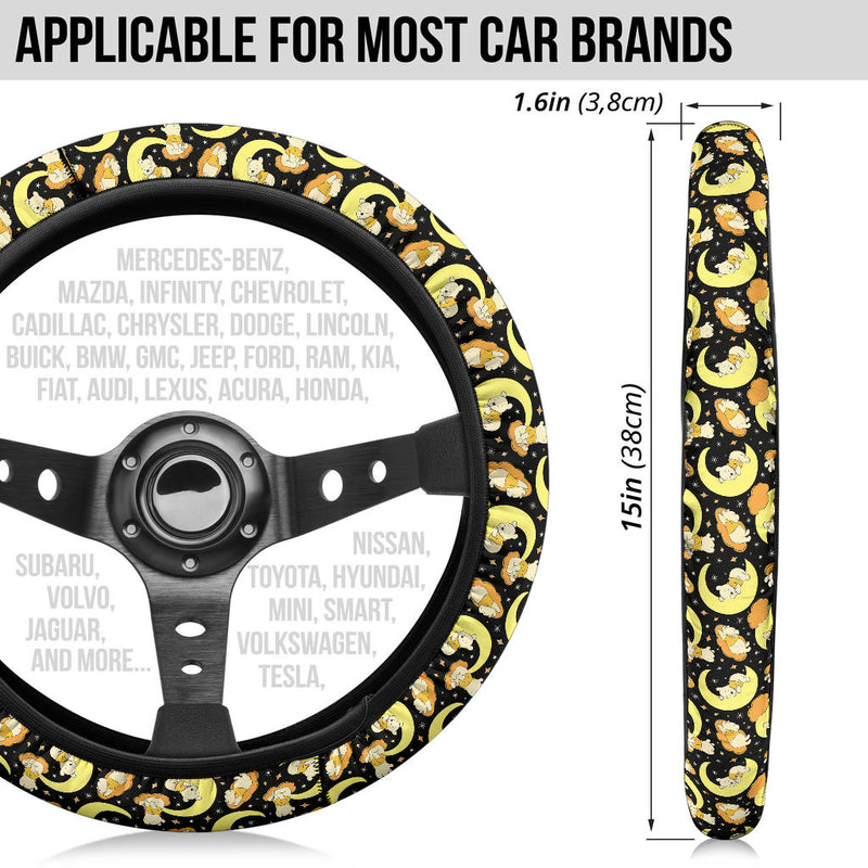 Winnie The Pood Moon Yellow Premium Car Steering Wheel Cover Nearkii