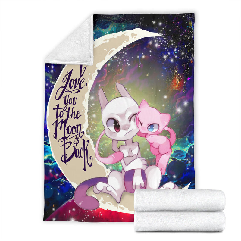 Pokemon Couple Mew Mewtwo Love You To The Moon Galaxy Premium Blanket Nearkii