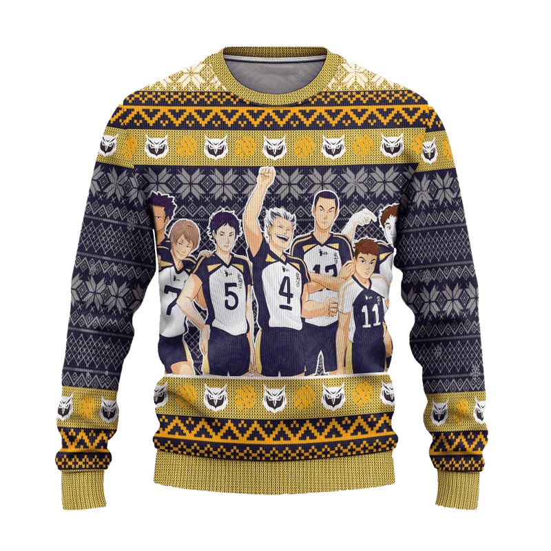 Fukurodani Academy Ugly Christmas Sweater Haikyuu Anime Xmas Gift Nearkii