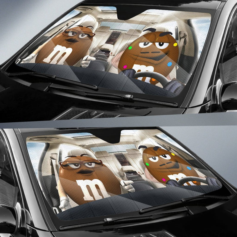 Funny M&M Chocolate Brown Driving Car Auto Sunshade