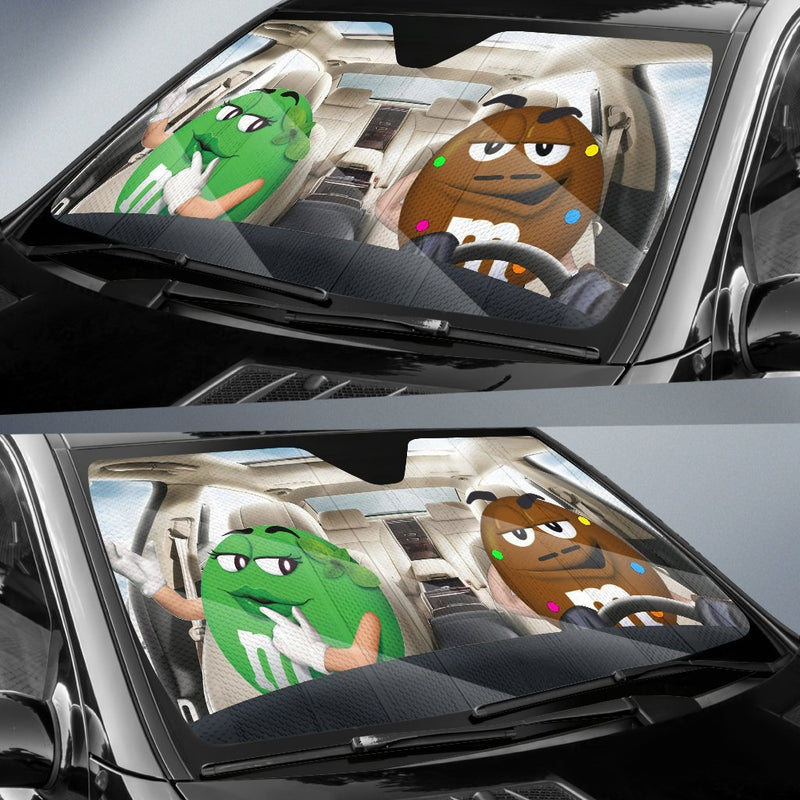 Funny M&M Chocolate Green Brown Driving Car Auto Sunshade Nearkii