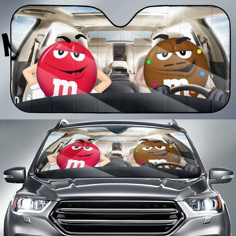 Funny M&M Chocolate Red Brown Driving Car Auto Sunshade Nearkii