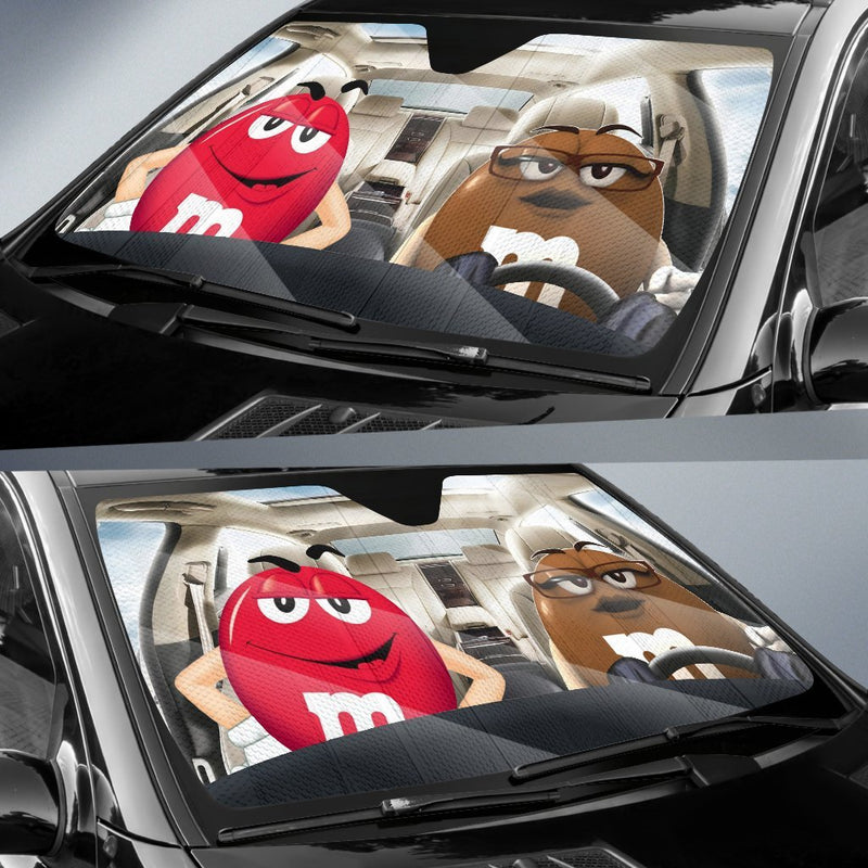 Funny M&M Chocolate Red Brown Driving Car Auto Sunshade Nearkii