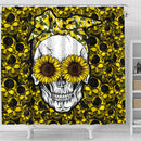Funny Skull Sunflower Shower Curtain Nearkii