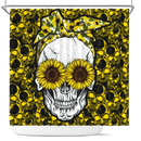 Funny Skull Sunflower Shower Curtain Nearkii