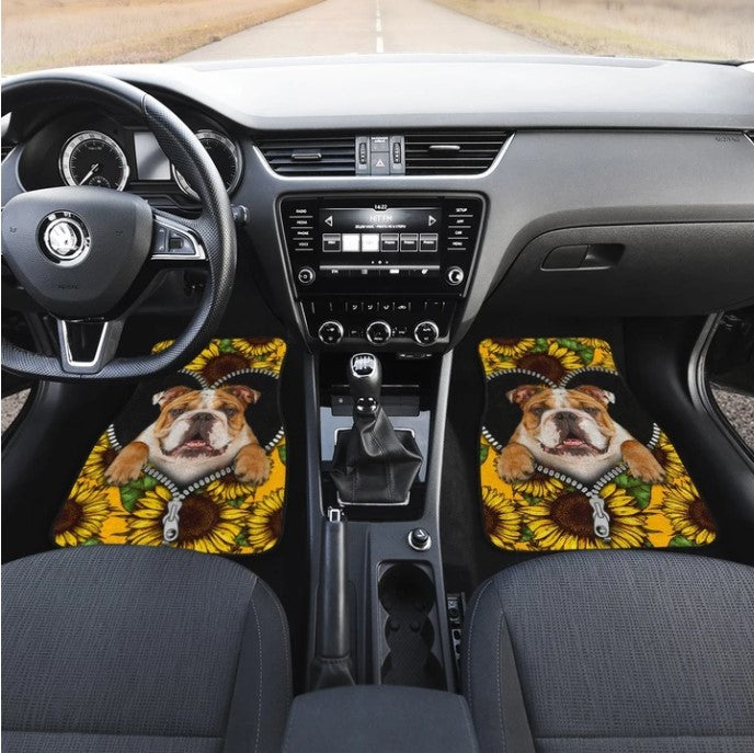 Sunflower Bulldog Car Floor Mats Idea Car Decoration Nearkii