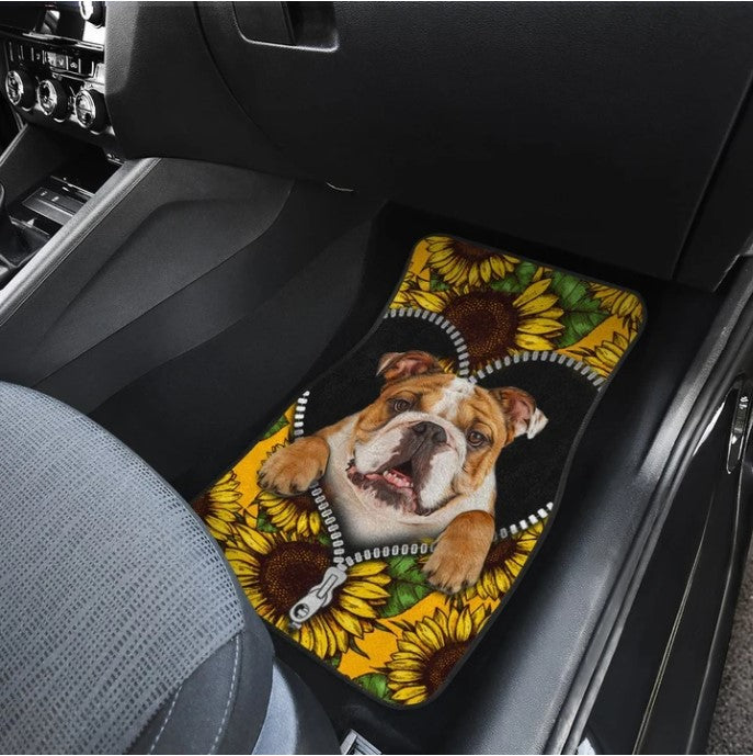 Sunflower Bulldog Car Floor Mats Idea Car Decoration Nearkii