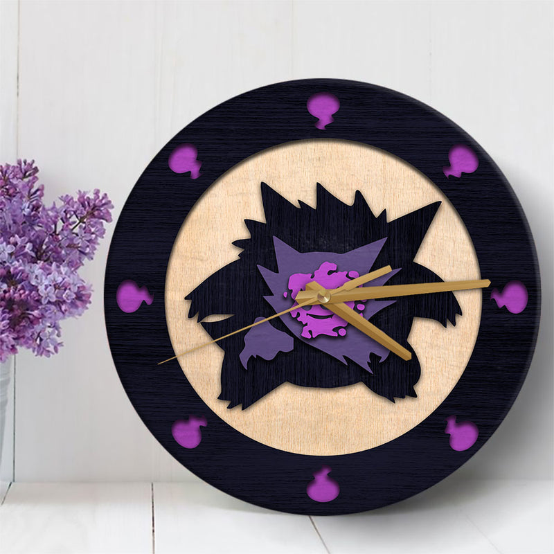 Gengar Evolution Pokemon Ghost Wood Wall Clock Nearkii