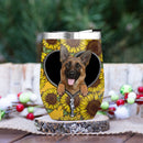 German Shepherd Sunflower Zipper Wine Tumbler Nearkii