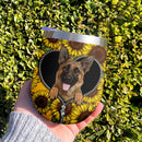 German Shepherd Sunflower Zipper Wine Tumbler Nearkii