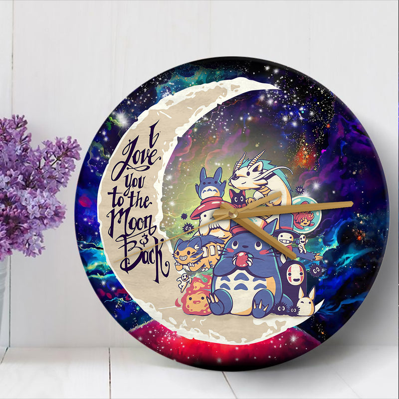 Ghibli Character Love You To The Moon Galaxy Wood Wall Clock Nearkii