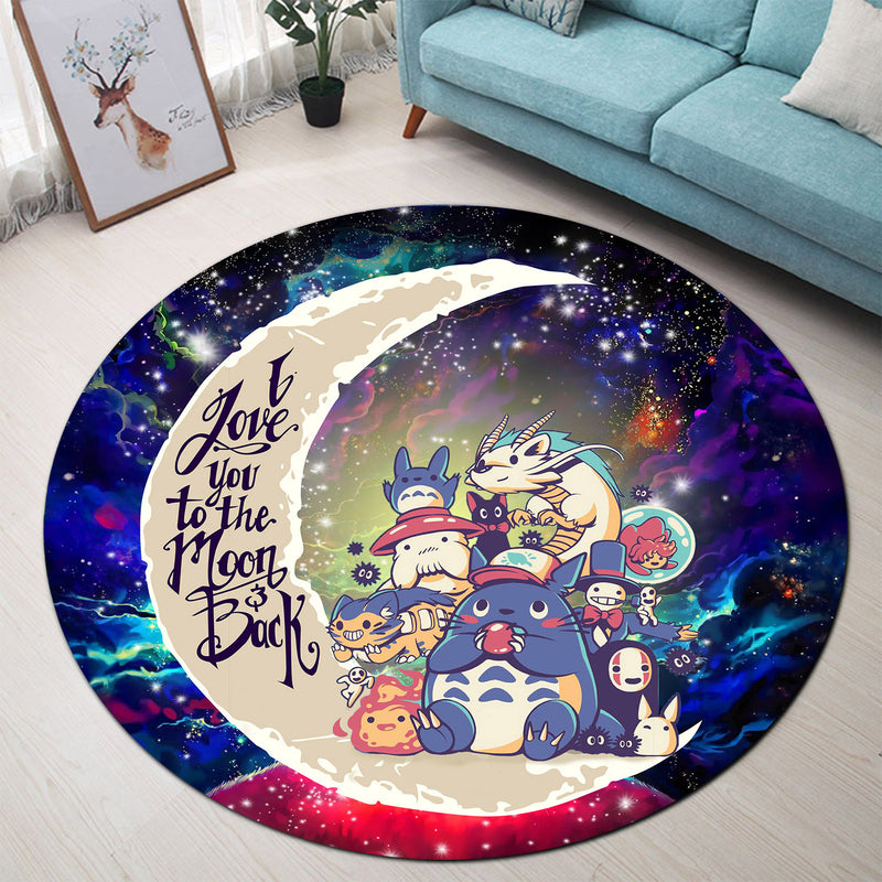 Ghibli Character Love You To The Moon Galaxy Round Carpet Rug Bedroom Livingroom Home Decor Nearkii