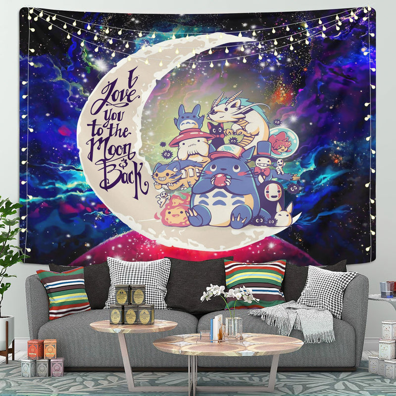 Ghibli Character Moon And Back Galaxy Tapestry Room Decor Nearkii