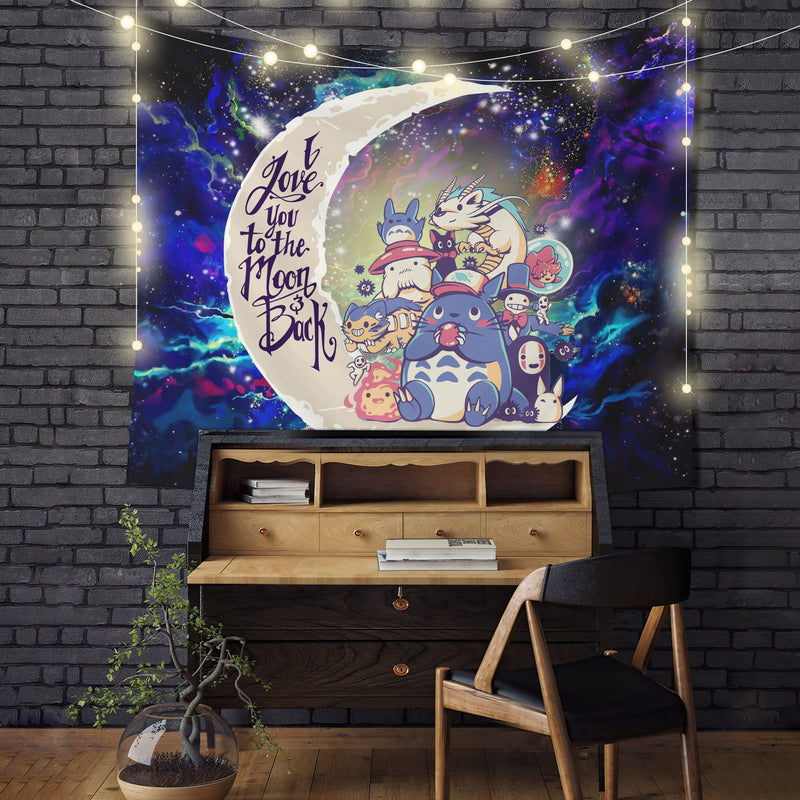 Ghibli Character Moon And Back Galaxy Tapestry Room Decor Nearkii