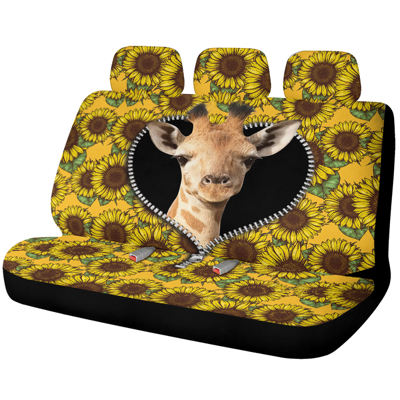 Giraffe Zipper Sunflower Car Back Seat Covers Decor Protectors Nearkii