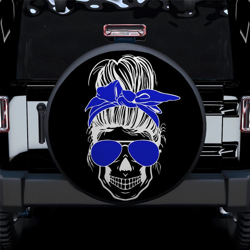 Girl Skull Blue Car Spare Tire Cover