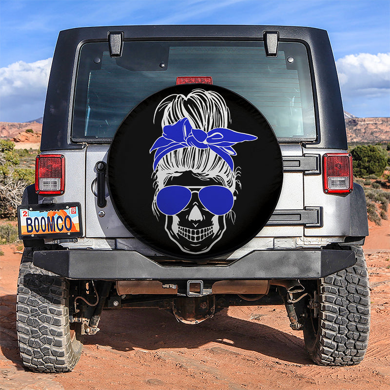 Girl Skull Blue Car Spare Tire Covers Gift For Campers