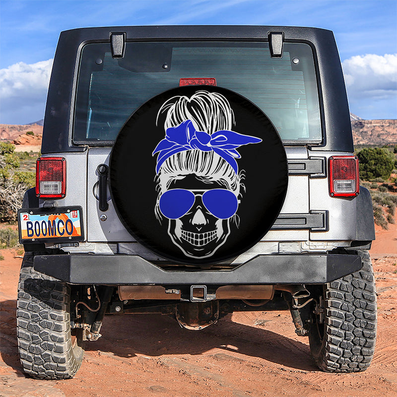 Girl Skull Blue Car Spare Tire Cover