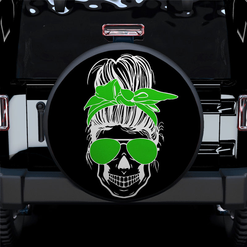 Girl Skull Green Car Spare Tire Covers Gift For Campers