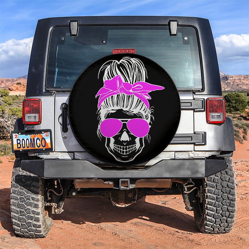 Girl Skull Pink Car Spare Tire Covers Gift For Campers