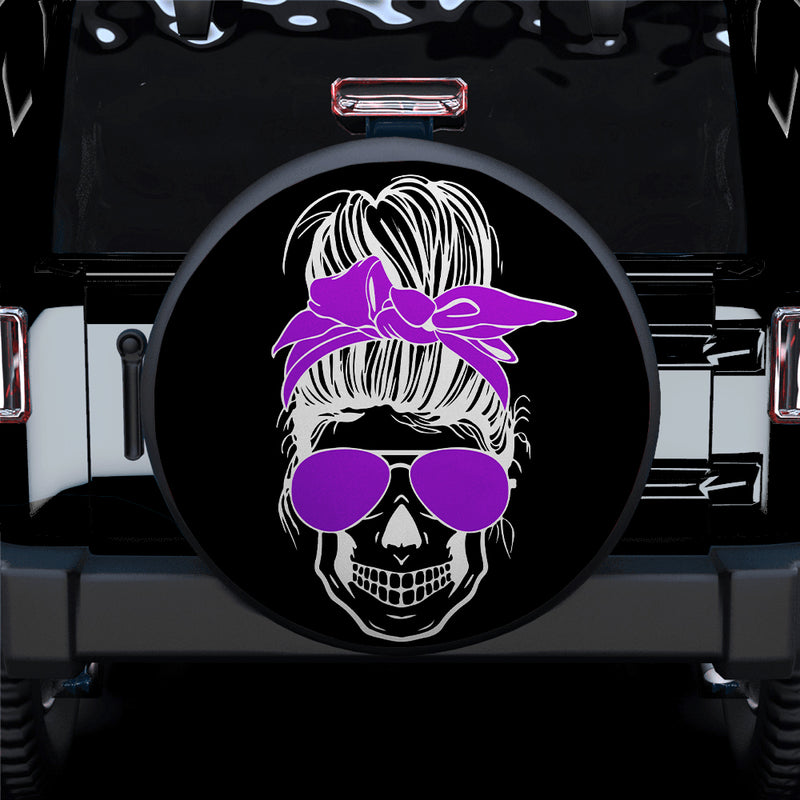 Girl Skull Purple Car Spare Tire Covers Gift For Campers