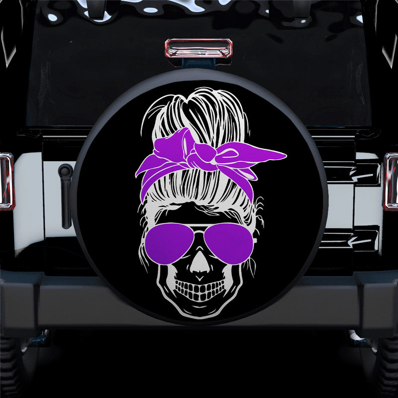 Girl Skull Purple Car Spare Tire Cover