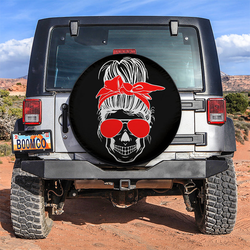 Girl Skull Red Car Spare Tire Covers Gift For Campers