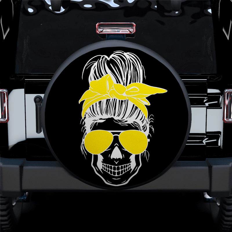 Girl Skull Yellow Car Spare Tire Covers Gift For Campers