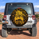 Yellow Jeep Girl With Sunglasses Leopard Pattern Car Spare Tire Covers Gift For Campers Nearkii