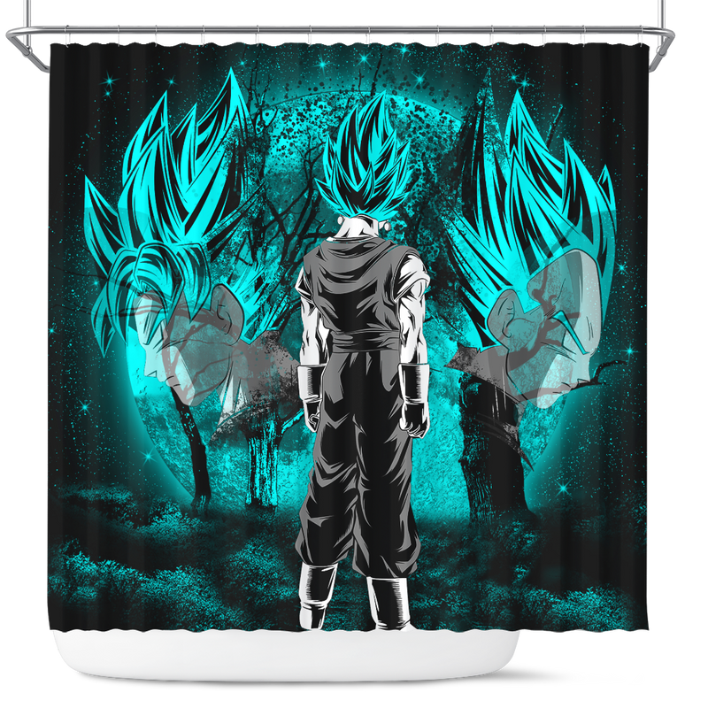 Goku Vegeta Vegito Blue Moonlight Shower Curtain Nearkii