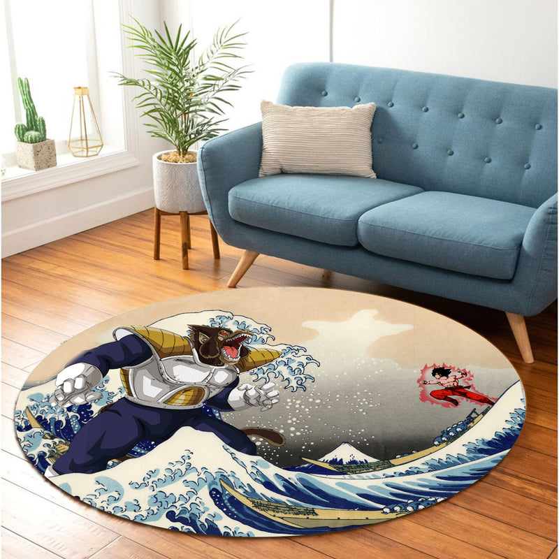 Goku Vs Vegeta The Great Wave Japan Round Carpet Rug Bedroom Livingroom Home Decor