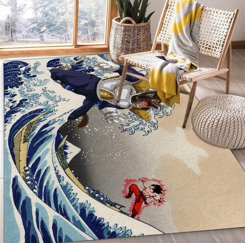 Goku Vs Vegeta The Great Wave Japan Anime Dragon Ball Carpet Rug Home Room Decor