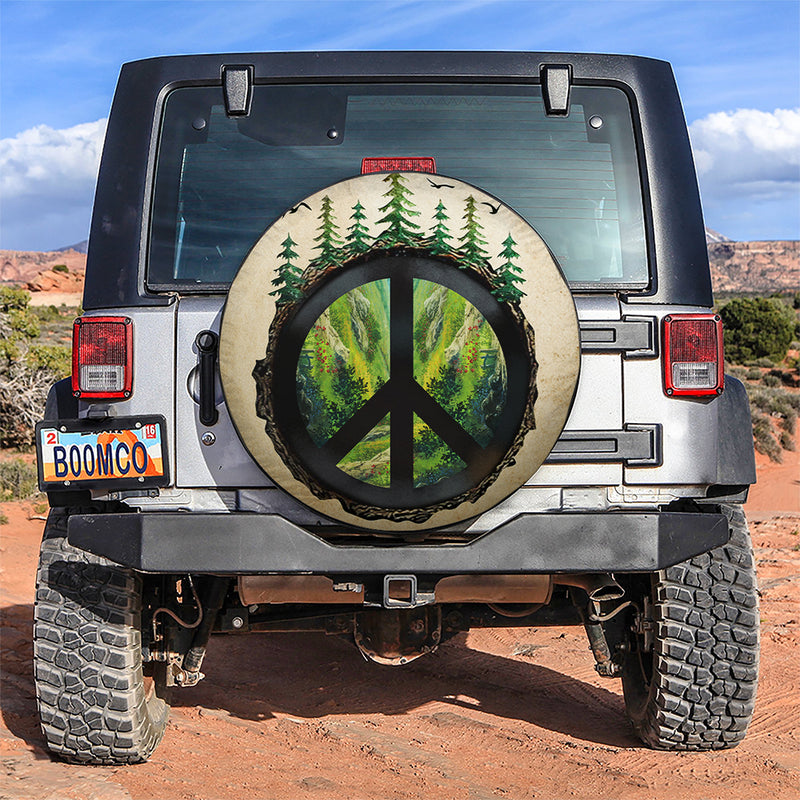Green Forest Hippie Car Spare Tire Covers Gift For Campers Nearkii