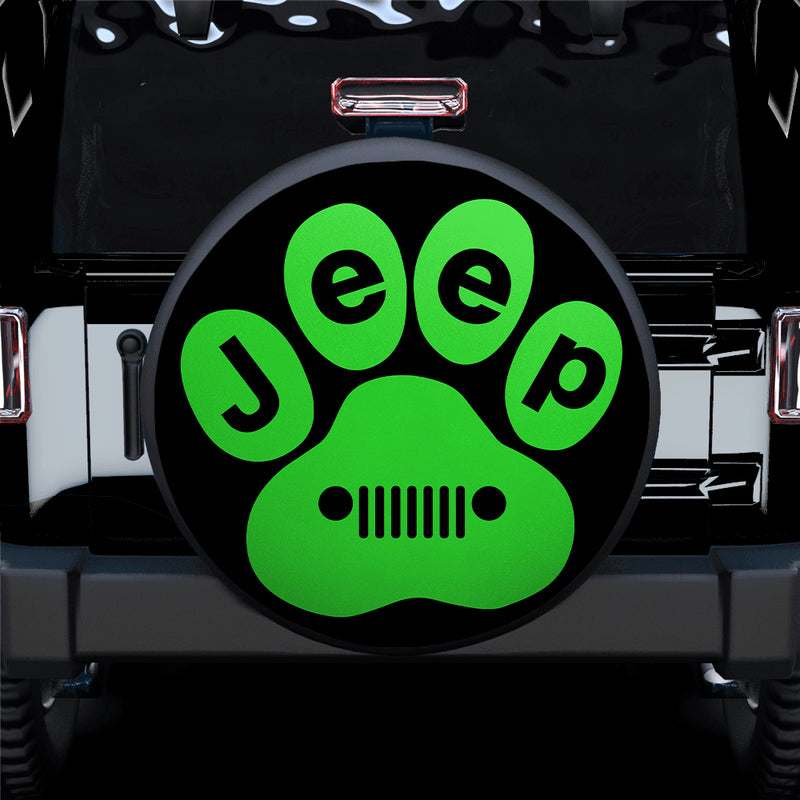 Green Jeep Paw Car Spare Tire Covers Gift For Campers