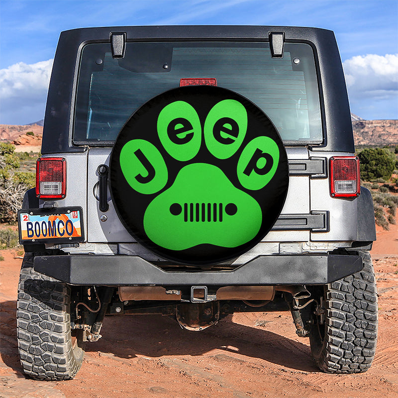 Green Jeep Paw Car Spare Tire Covers Gift For Campers