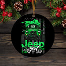 Halloween American Flag Green Jeep Girl Mica Ornament Perfect Gift For Holiday Nearkii
