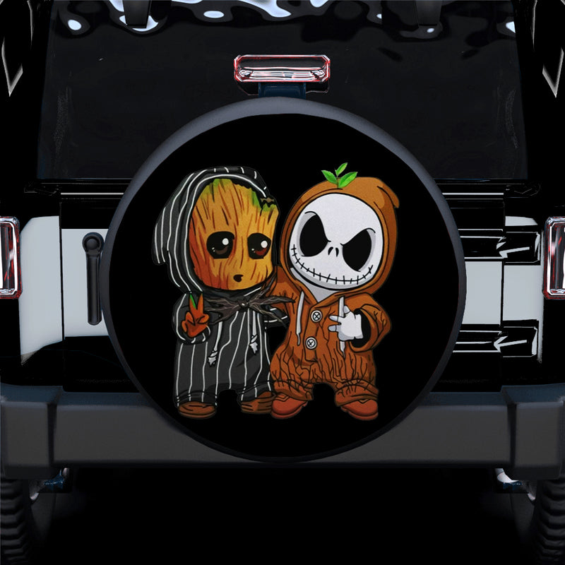 Baby Groot And Jack Nightmare Before Christmas Jeep Car Spare Tire Covers Gift For Campers Nearkii