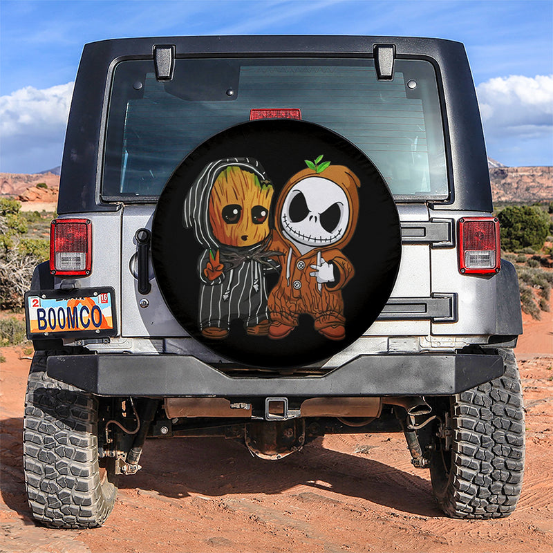 Baby Groot And Jack Nightmare Before Christmas Jeep Car Spare Tire Covers Gift For Campers Nearkii