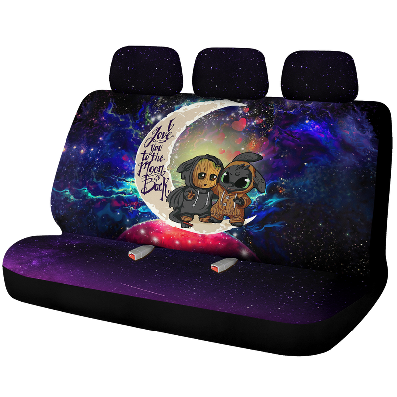 Groot And Toothless Love You To The Moon Galaxy Car Back Seat Covers Decor Protectors Nearkii