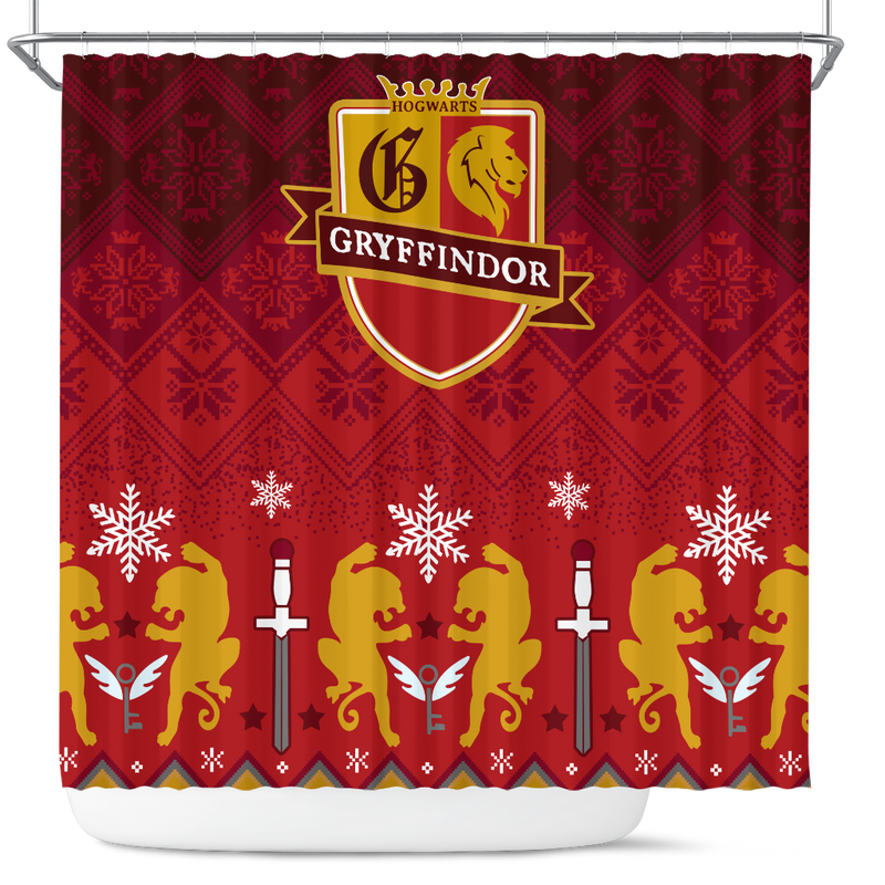 Gryffindor Hogwarts Harry Potter Christmas Shower Curtain Nearkii