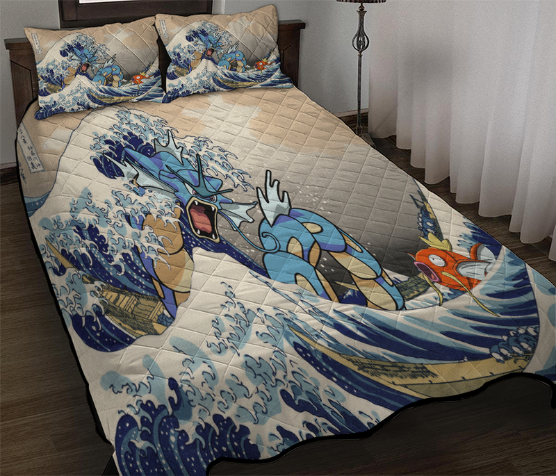 Gyarados Magikarp Pokemon The Great Wave Quilt Bed Sets