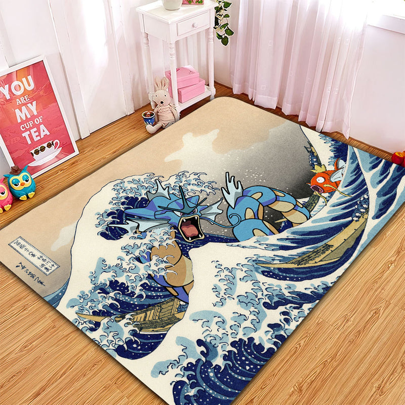 Gyarados Magikarp The Great Wave Japan Pokemon Carpet Rug Home Room Decor