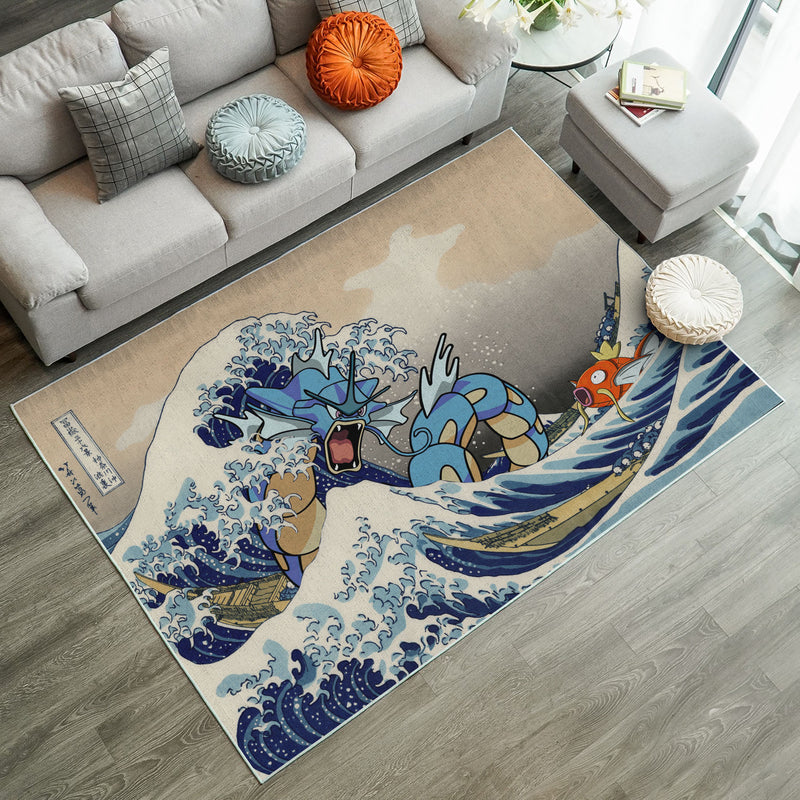 Gyarados Magikarp The Great Wave Japan Pokemon Carpet Rug Home Room Decor