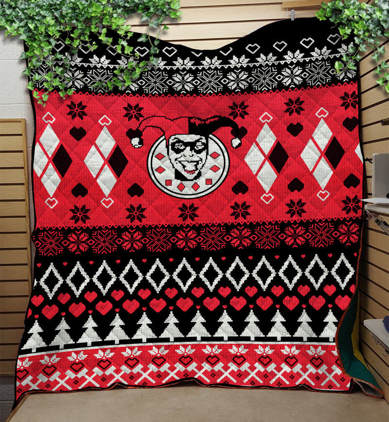 Harley Quinn Christmas Style Quilt Blanket Nearkii