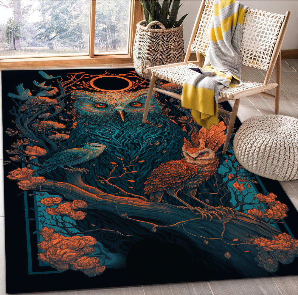 Heart Magical Forest Owls 1 Rectangular Area Rug